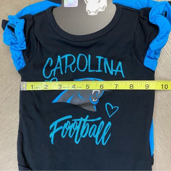 NWT NFL 2 Piece Black & Blue Carolina Panthers Creeper Set Baby Girl 3-6Months - Picture 4 of 12
